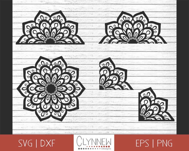 Download Half Mandala Flower SVG Corner SVG Designs Black Tattoo | Etsy
