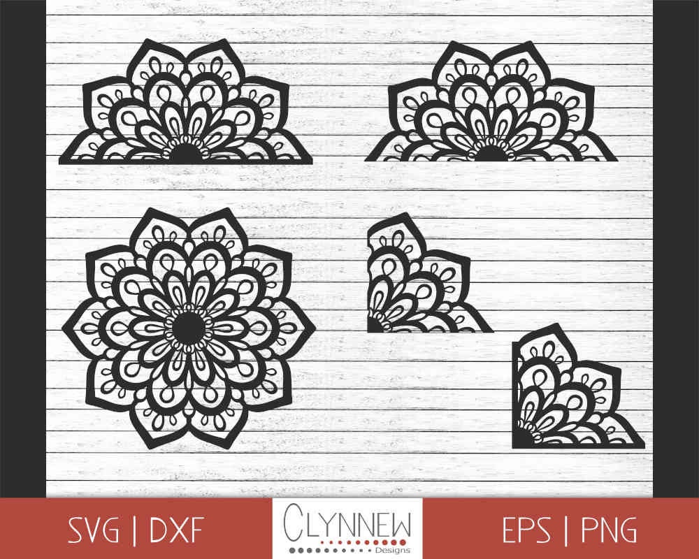 Download Half Mandala Svg Flower Corner Svg Designs Black Tattoo Etsy