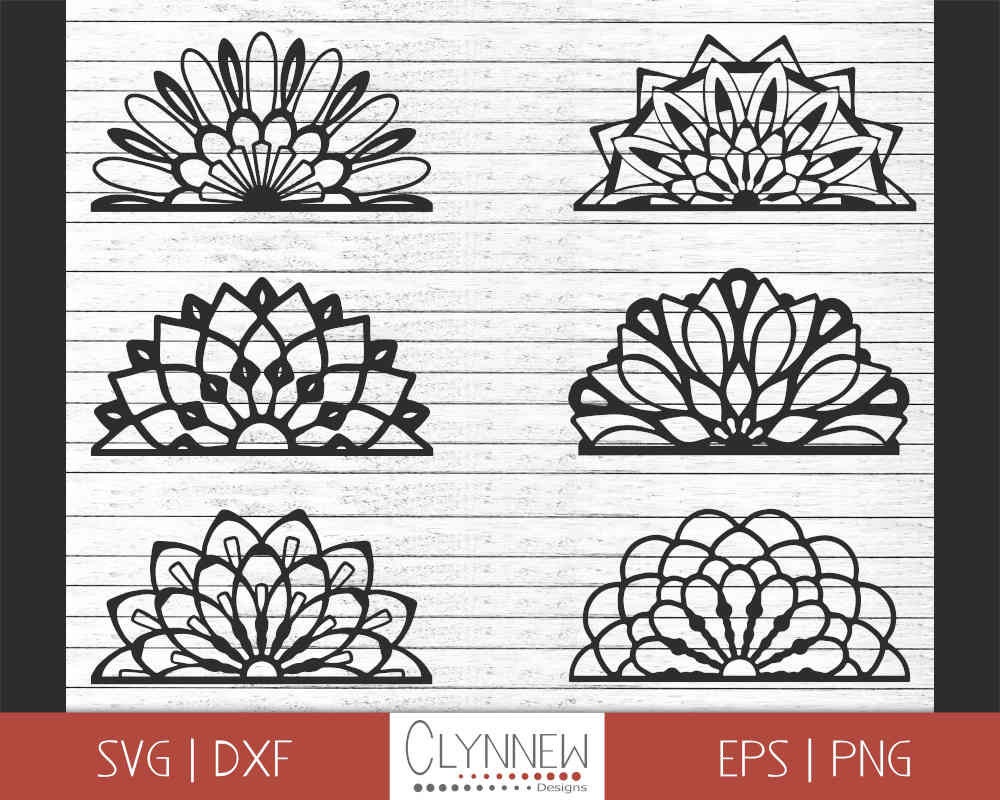 Download Half Mandala Designs Half Mandala Svg Mandala Vector Etsy