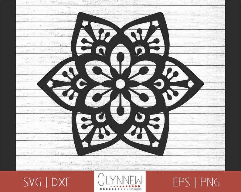Geometric Zentangle Flower Cutout Template Stencil for Vinyl Cutting Svg Simple Zentangle SVG Png Zentangle Flower SVG Black Outline