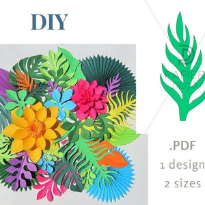 digital tropical leaf template pdf template tropical leaves etsy new zealand