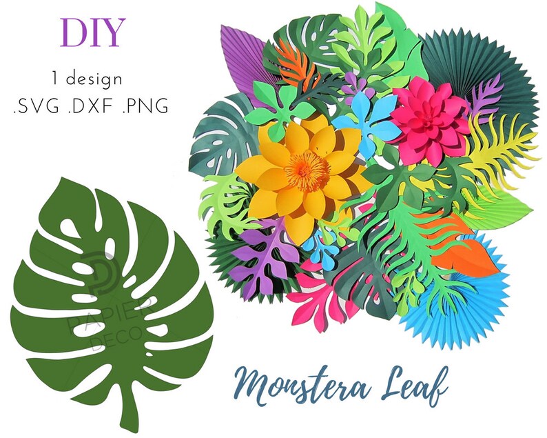 Download Monstera Leaf SVG Dxf Png Cutting Files Digital Tropical ...