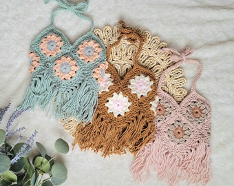 Custom Crochet Sunflower Fringe Top