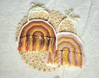 Custom Crochet Rainbow Fringe Top