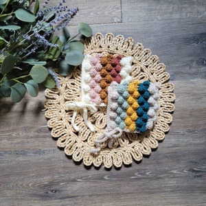 Crochet newborn bobble baby pixie bonnet multicolored, Ready to ship