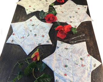 UNIKAT*2 or 4 placemats*Place mats in star shape*Winter mice in Wonderland*Handmade*Christmas table setting