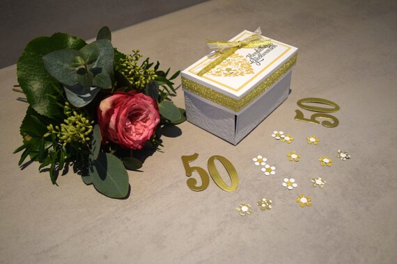 Explosionsbox Zur Goldenen Hochzeit Etsy 