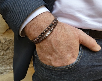Bracelet Jonc Unisex Argent Massif Avec Or Et Œil Du Tigre - SoaArtShop Vangovango Gasy