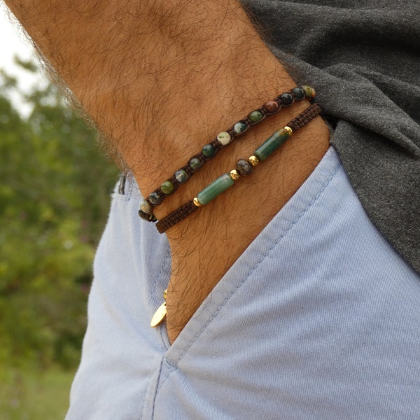 Bracelet pour homme en pierre naturelle : agate