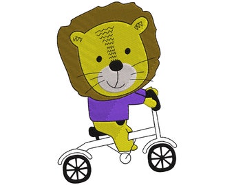 Lion on a Bike Machine Embroidery Design