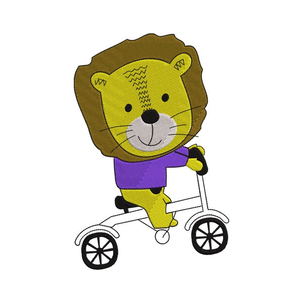 Lion on a Bike Machine Embroidery Design