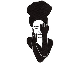 Woman Face Embroidery Design, Minimalist Abstract Portrait