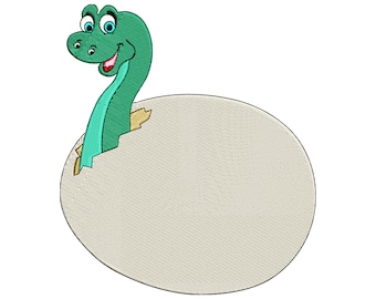 Baby Dino Hatching Embroidery Design, Cartoon Embroidery File