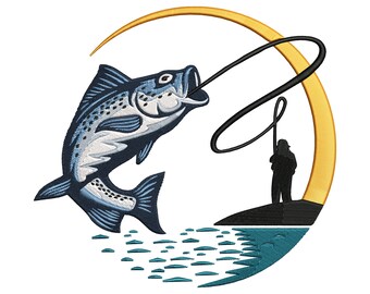 Fishing Machine Embroidery Design