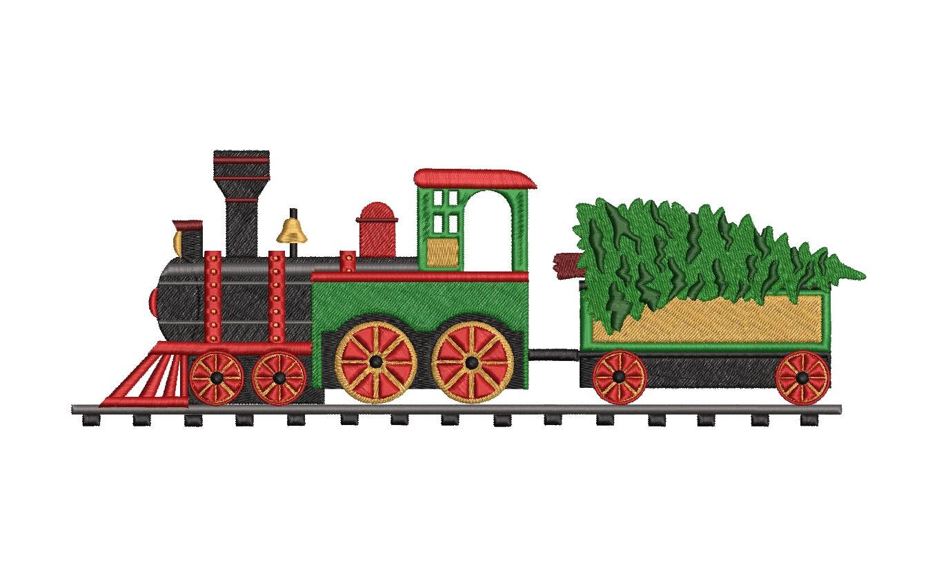 Christmas Train With Xmas Tree Machine Embroidery Design in 5 - Etsy
