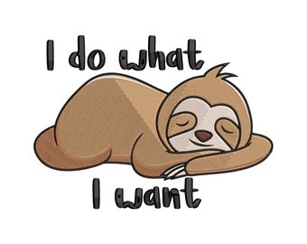 Sloth Machine Embroidery Design in 6 sizes: