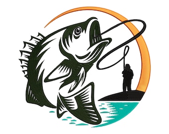 Fishing Embroidery Design