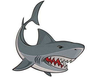 Machine embroidery design Shark in 6 sizes