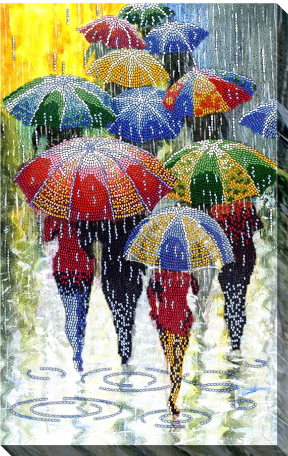 Bead Embroidery Kit Umbrellas. Needlepoint Kit Beaded Etsy