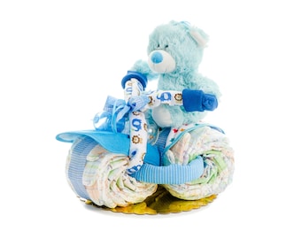 Motorcycle Diaper Cake, New Baby Gift, Baby Shower Gift, Blue Baby Gift, Baby Boy Gift