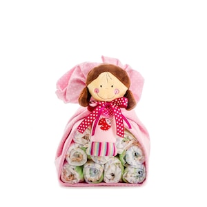 Torta di pannolini Pink Stork Bundle, Nuovo regalo per bambini, regalo per baby shower, fagotto rosa, regalo per bambini rosa, regalo per bambina