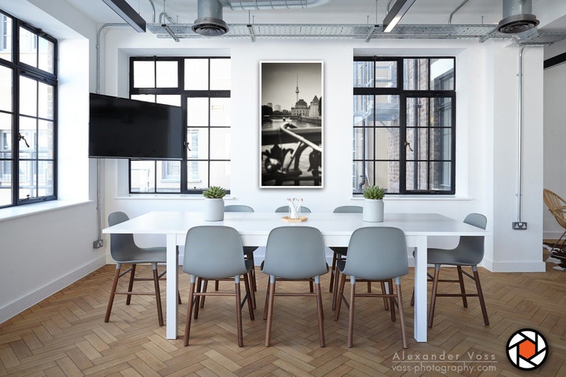 Black and white photography Berlin skyline on truck tarpaulin analogue photography as a mural, no frame necessary photo art directly from the photographer image 9