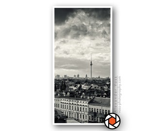 Black and white poster Berlin skyline - mural on truck tarpaulin - simply hang up without an extra frame - fine art photography directly from the artist