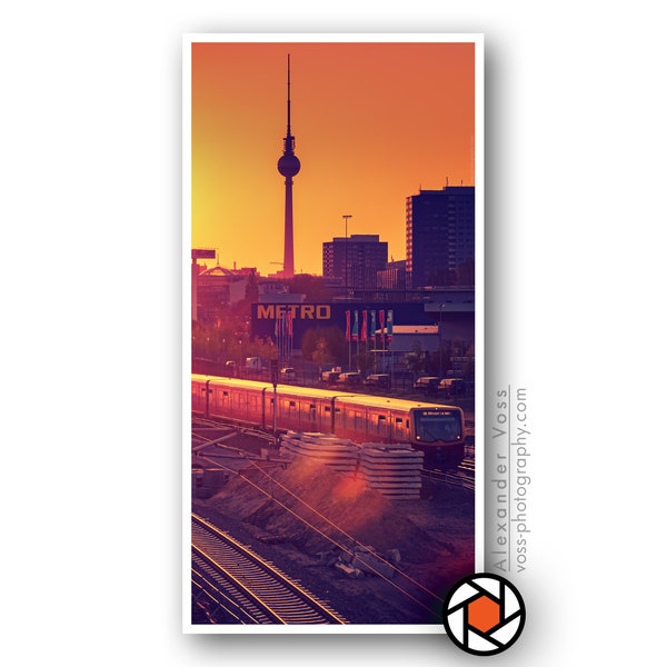 Berlin Wandbild auf LKW-Plane - Originelles Skyline-Poster im Hochformat, einfach ohne Rahmen aufhängen - Fotokunst direkt vom Fotografen