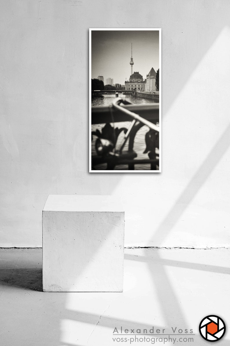 Black and white photography Berlin skyline on truck tarpaulin analogue photography as a mural, no frame necessary photo art directly from the photographer image 4