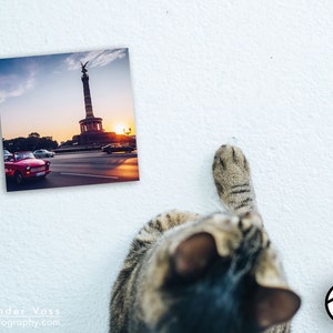 Berlin picture on wood Photo Victory Column with Trabant 10 x 10 cm The original Berligram with white border Perfect gift and souvenir image 3