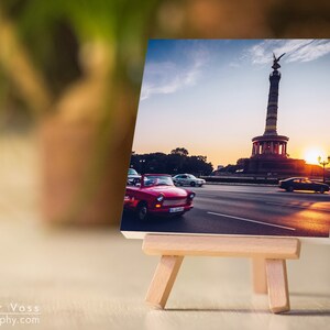 Berlin picture on wood Photo Victory Column with Trabant 10 x 10 cm The original Berligram with white border Perfect gift and souvenir image 2