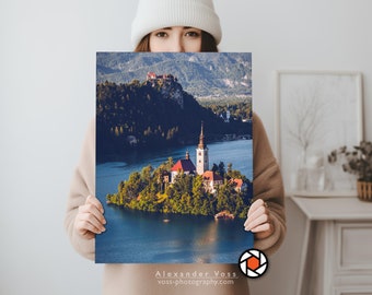 Lake Bled Poster Slovenia | Stylish photo art that will bring a smile to your face every day | Wall art for inspiration & beauty