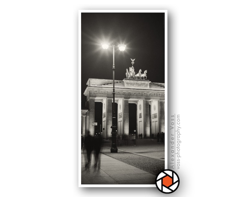 Schwarz Weiß Fotografie Berlin Brandenburger Tor Wandbild Poster auf LKW-Plane Bild hängt ohne Rahmen Fotokunst direkt vom Fotografen zdjęcie 1