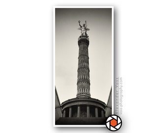 Berlin Victory Column Black and White - Original Berlin Poster on Truck Tarpaulin - Wall Picture Can Be Hanged Without a Frame - Photo Art Directly from the Artist