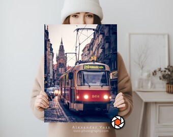 Prager Straßenbahn Poster | Dieses Wandbild zaubert dir jeden Tag ein Lächeln ins Gesicht | Inspirierende Wandkunst für Zuhause & fürs Büro