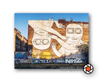 Street Art Berlin Leinwanddruck - Fine Art Print auf Leinwand - Aufhängefertiges Wandbild, kein Rahmen nötig - Fotokunst direkt vom Künstler