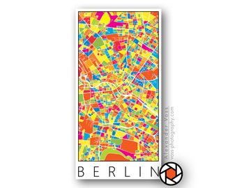 Berlin city map poster - Colorful print on truck tarpaulin - No framing required - Beautiful mural in portrait format with positive energy