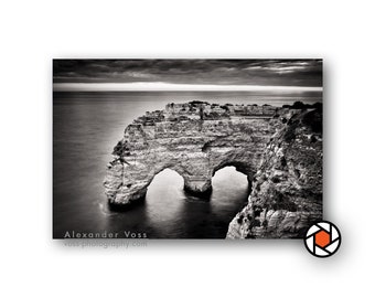 Algarve Wandbild Schwarz Weiß Fotografie - Leinwandbild - Aufhängefertiges Bild, braucht keinen extra Rahmen - Fotokunst direkt vom Künstler