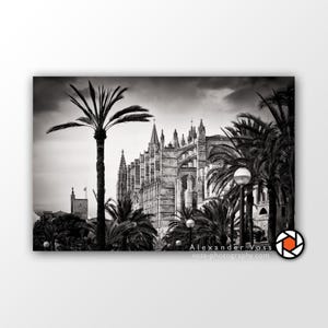 Palma de Mallorca wall picture - Black and white photography on canvas - Inspiring photo art that will put a smile on your face