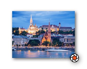 Budapest Skyline Leinwandbild - Inspirierende Fotokunst, die Dir ein Lächeln ins Gesicht zaubert - Aufhängefertiges Bild auf Keilrahmen