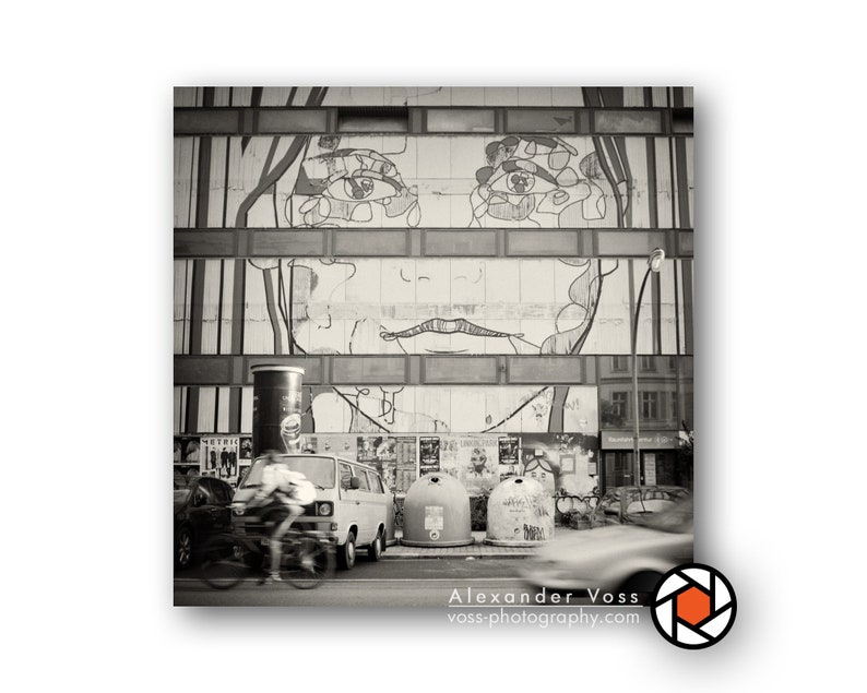 Canvas picture Berlin Street Art Black and White Photography Stylish mural, ready to hang Analogue photo art directly from the artist image 1
