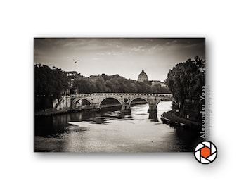 Canvas Print Rome Ponte Sisto - Stylish Black and White Photography on Canvas - Beauty and Inspiration for Your Home