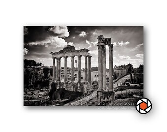 Wandbild Rom Forum Romanum - Edle Fotokunst in Schwarz-Weiß - Die Magie von Rom als Leinwandbild: Schönheit & Inspiration für Dein Interieur