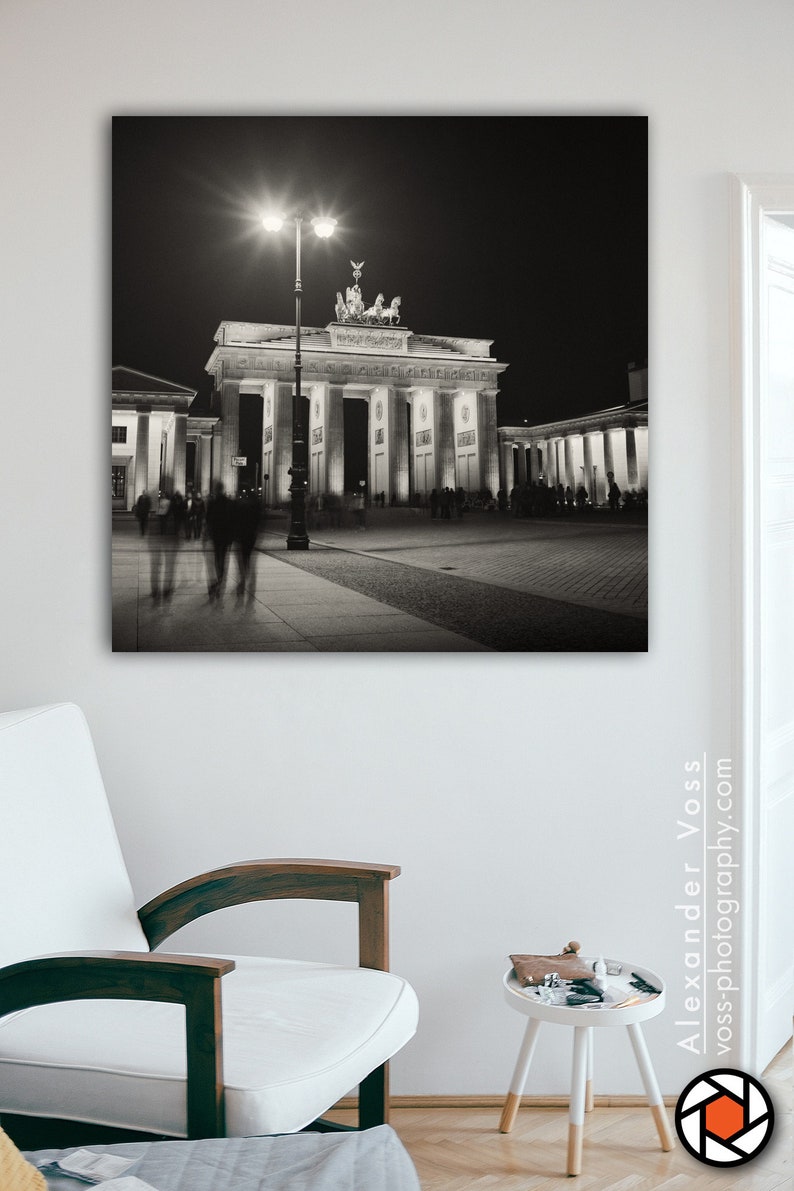 Leinwandbild Berlin Brandenburger Tor Stilvolle Schwarz Weiß Fotografie Wandbild fertig zum Aufhängen Fotokunst direkt vom Künstler Bild 5