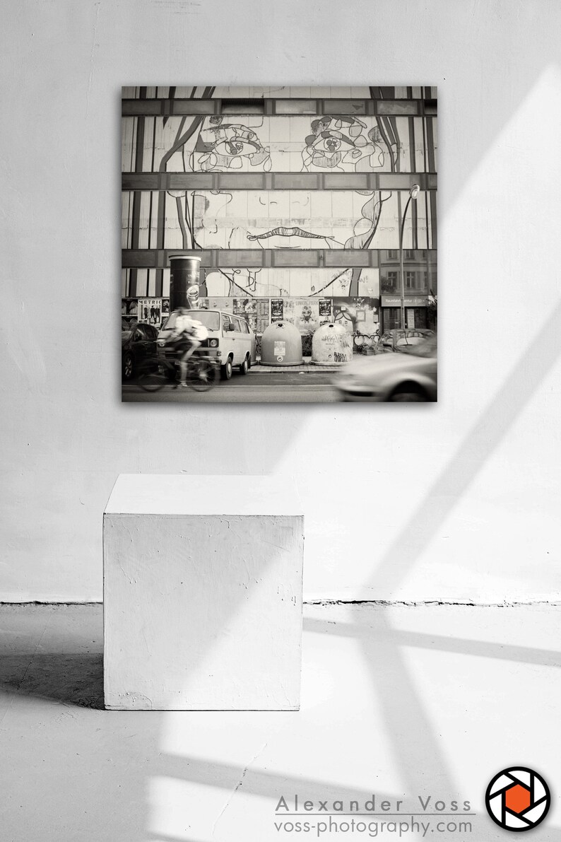 Canvas picture Berlin Street Art Black and White Photography Stylish mural, ready to hang Analogue photo art directly from the artist image 3