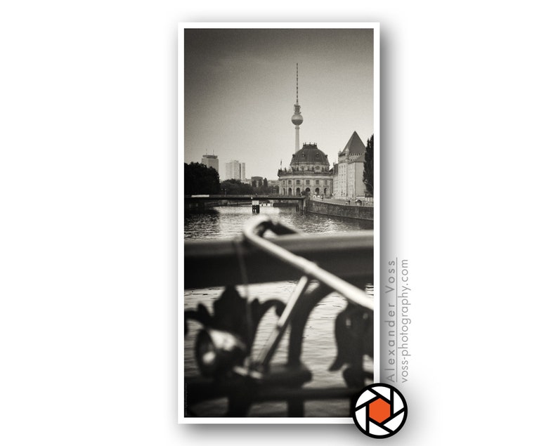 Black and white photography Berlin skyline on truck tarpaulin analogue photography as a mural, no frame necessary photo art directly from the photographer image 1