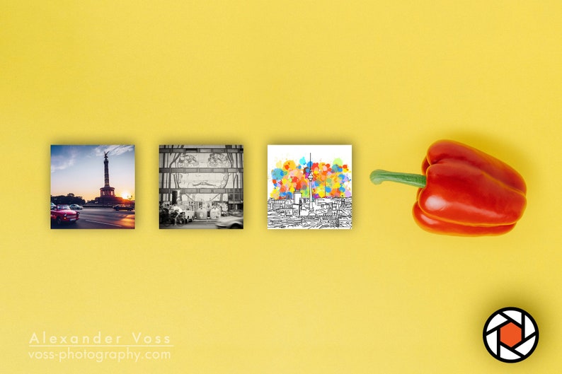 Berlin Bild auf Holz Foto Siegessäule mit Trabant 10 x 10cm Das original Berligram mit weißem Rand Perfektes Mitbringsel und Souvenir Bild 6