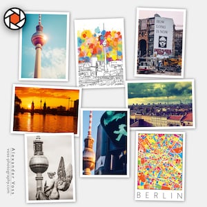 Berlin Postkarten Set - Fotografie und Fotokunst zum Verschicken und Verschenken, zum Dekorieren und Gestalten - 8 typische Berliner Motive