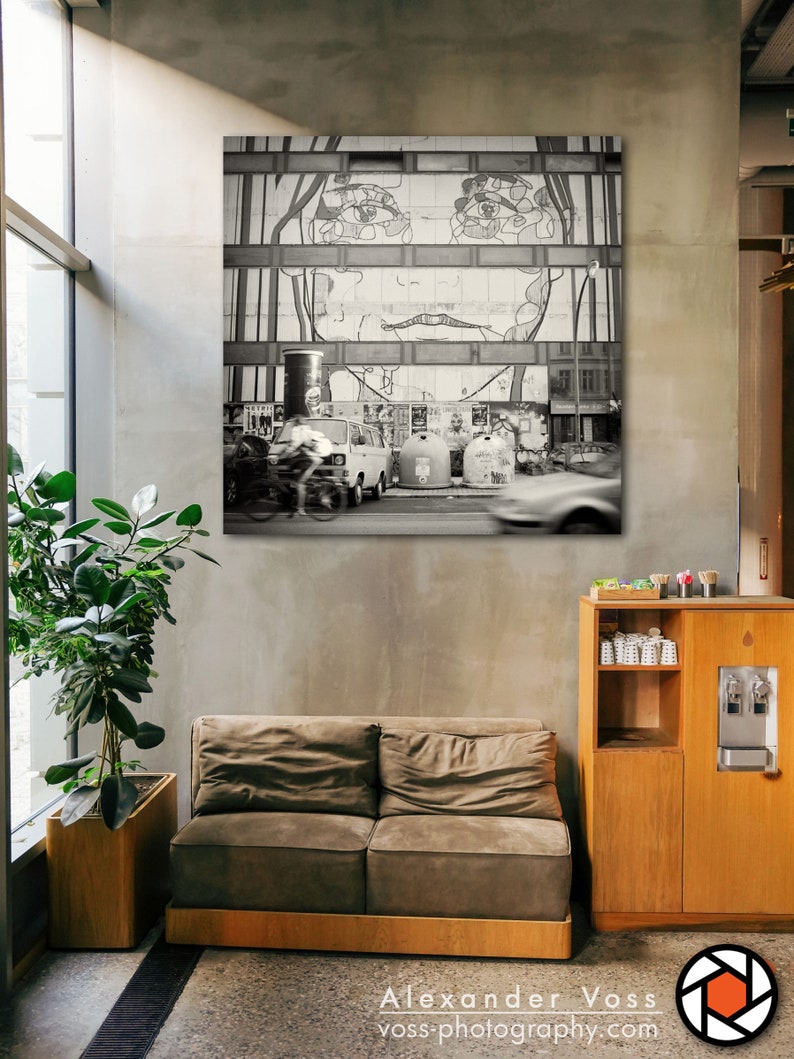 Canvas picture Berlin Street Art Black and White Photography Stylish mural, ready to hang Analogue photo art directly from the artist image 7