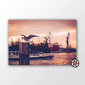 Poster fotográfico Porto de Hamburgo | Um pôster inspirador de Hamburgo como arte de parede para sua casa e escritório | Coloca um sorriso em seu rosto